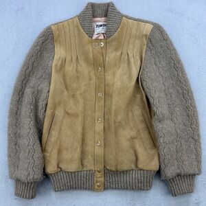 Tundra Jacket Womens Small Beige 100% Pure Virgin Wool Canada Bomber Snap Up